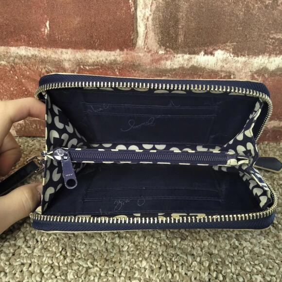 Vera Bradley Zip Around Accordion Wristlet Wallet Womens Navy Blue - Picture 4 of 6